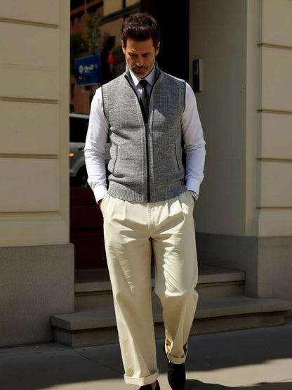 Men’s Knit Sweater – Elegant Full Zip Casual Everyday Knitwear