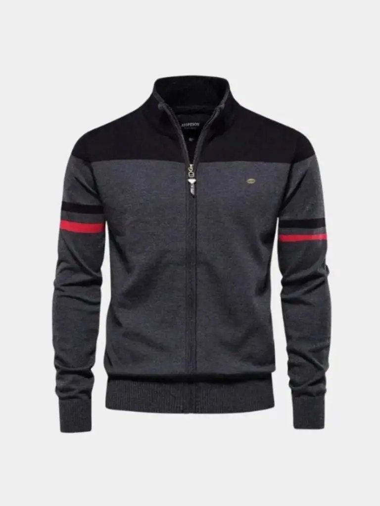 Men’s Knit Cardigan Sweater – Zipper Standing Collar Casual Everyday Knitwear SPECTER